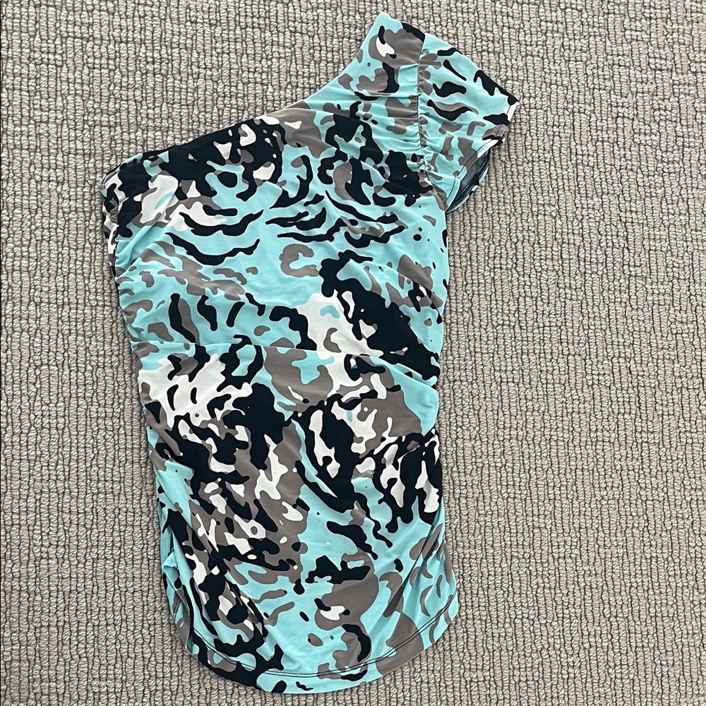 The Limited Blue and Black One-Shoulder Top